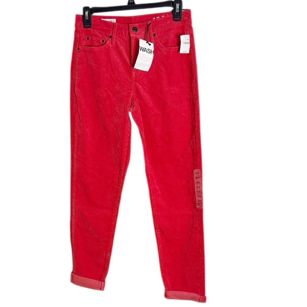Gap 1969 Sexy Boyfriend Stretch Low Rise Curduroy Red Jeans Y2K Japanese size 24